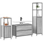 vidaXL Ensemble de mobilier de salle de bain 3 Pièces Gris Sonoma