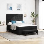 vidaXL Lit à ressorts avec matelas et banc noir 140x200 cm tissu