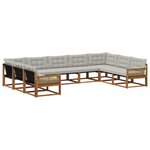 vidaXL Ensemble de canapés d'extérieur 9 pc Naturel et gris clair