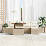 vidaXL Ensemble de canapé de jardin 6 Pièces Beige Poly rotin
