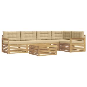 vidaXL Ensemble de canapés d'extérieur 6 pc Blanc et Beige Polyester