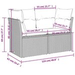 vidaXL Canapé de jardin 2 places avec coussins gris résine tressée