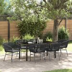 vidaXL Ensemble de salle à manger pour jardin 7 Pièces Noir Poly rotin