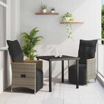 vidaXL Ensemble de salle à manger pour jardin 3 Pièces Gris Poly rotin