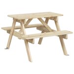 vidaXL Table de pique-nique pour 4 enfants avec parasol bois de sapin