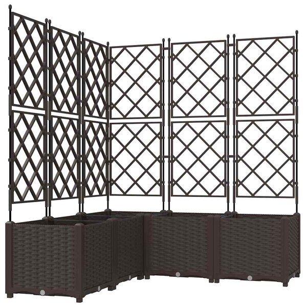 vidaXL Bac à fleurs avec Treillis 5 Pièces Marron 120 x 120 x 143 cm PP