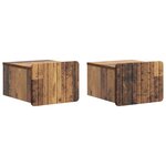 vidaXL Cabinet de chevet mural 2 pc Bois ancien 33 x 34 5 x 24 cm