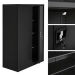 Armoire de bureau verrouillable dotée de 3 étagères meuble 4 niveaux noir 08_0000382