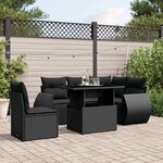 vidaXL Salon de jardin 6 Pièces avec coussins noir résine tressée