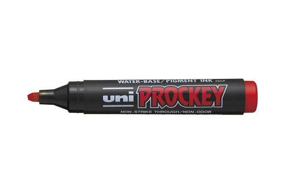 Marqueur PROCKEY PM126 Pointe biseautée large 5 7mm Rouge UNI-BALL