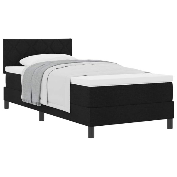 vidaXL Lit à ressorts avec tête de lit Noir 90 x 200 cm tissu