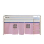 Lit mi-hauteur avec rideaux rose pale