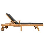 vidaXL Chaise longue avec coussin Bois de teck massif