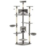 vidaXL Arbre à chat avec griffoirs en sisal 203 cm Gris et Blanc