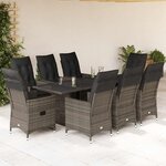 vidaXL Ensemble à manger de jardin 9 Pièces coussins gris résine tressée