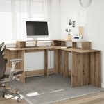 vidaXL Bureau avec lumières LED chêne artisanal bois d'ingénierie
