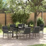 vidaXL Ensemble de salle à manger pour jardin 7 Pièces Gris Poly rotin