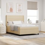 Lit à ressorts avec matelas et LED Crème 140x190 cm en tissu