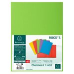 Paquet De 50 Chemises 1 Rabat Rock''s 210 - 24x32cm - Vert - X 5 - Exacompta