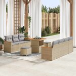 vidaXL Ensemble de canapé de jardin 10 Pièces Beige polyrotin