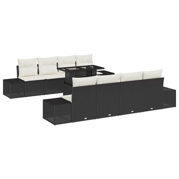 vidaXL Ensemble de canapé de jardin avec coussin 7 Pièces Noir et crème