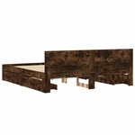 vidaXL Cadre de lit avec tête de lit sans matelas chêne fumé 180x200cm