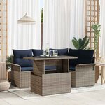 vidaXL Ensemble de canapé de jardin 5 Pièces Gris Poly Rattan
