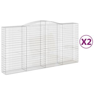vidaXL Paniers à gabions arqués 2 Pièces 400x50x200/220 cm Fer galvanisé