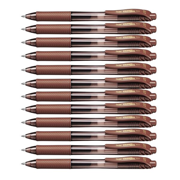 Stylo roller à encre gel EnerGel-X BL107 Pointe 0 7mm Marron x 12 PENTEL