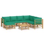 vidaXL Salon de jardin 8 Pièces avec coussins vert bambou