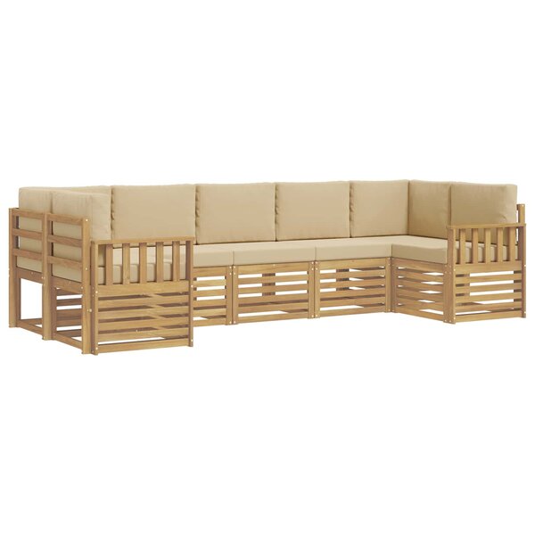 vidaXL Ensemble de canapés d'extérieur 6 Pièces Blanc et Beige