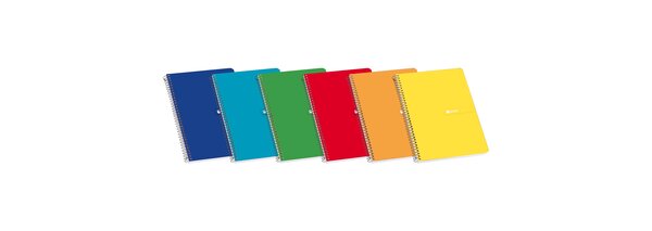 LOT de 10 Enri Cahier à Spirale Couverture Souple 8º 4x4 80 Feuilles - Design Compact - Couverture Flexible - Grille 4x4 - 80 Feuilles - Couleurs Assorties