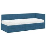 vidaXL Cadre de lit d'angle avec matelas 2 pc Bleu 80 x 200 cm Velours
