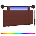 vidaXL Tête de lit suspendue Avec lumière LED Brun Brillant PU antique