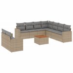 vidaXL Salon de jardin et coussins 10 Pièces mélange beige résine tressée