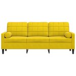 vidaXL Canapé 3 places avec oreillers décoratifs jaune 180 cm velours