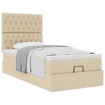 vidaXL Lit ottoman avec matelas crème 90x200 cm tissu
