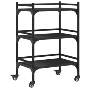 vidaXL Chariot de cuisine noir 50x35x75 5 cm bois d'ingénierie
