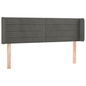 vidaXL Tête de lit avec oreilles Gris foncé 147x16x78/88 cm Velours