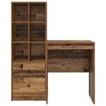 vidaXL Bureau avec tiroir avec étagère avec stockage 2 Pièces Bois ancien
