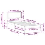 vidaXL Cadre de lit avec tête de lit Gris foncé 90 x 190 cm Pin massif