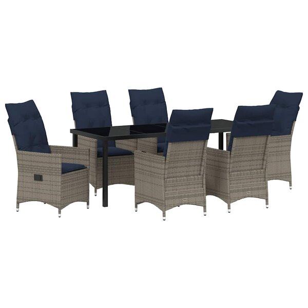 vidaXL Ensemble table et chaises 7 pc Gris Rotin PE