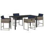 vidaXL Ensemble de salle à manger de jardin 5 pièces avec coussins Gris Poly Rattan