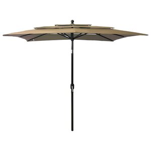 vidaXL Parasol de jardin à 3 niveaux avec mât en aluminium taupe