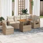 vidaXL Salon de jardin avec coussins 7 Pièces beige résine tressée