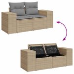 vidaXL Salon de jardin 11 Pièces avec coussins beige résine tressée