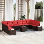 vidaXL Ensemble de canapé de jardin 11 Pièces Marron et rouge