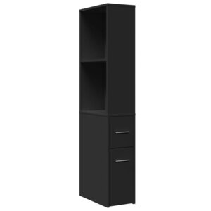 vidaXL Armoire de salle de bain étroite avec roulettes noir