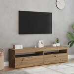 vidaXL Meubles TV avec lumières LED 2 Pièces chêne artisanal