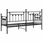 vidaXL Cadre de lit de jour avec tête de lit Noir 75 x 190 cm Acier